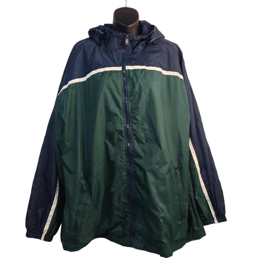 C&B Croft & Barrow Men's Green Hooded Full Zipper Windbreaker Jacket SZL
